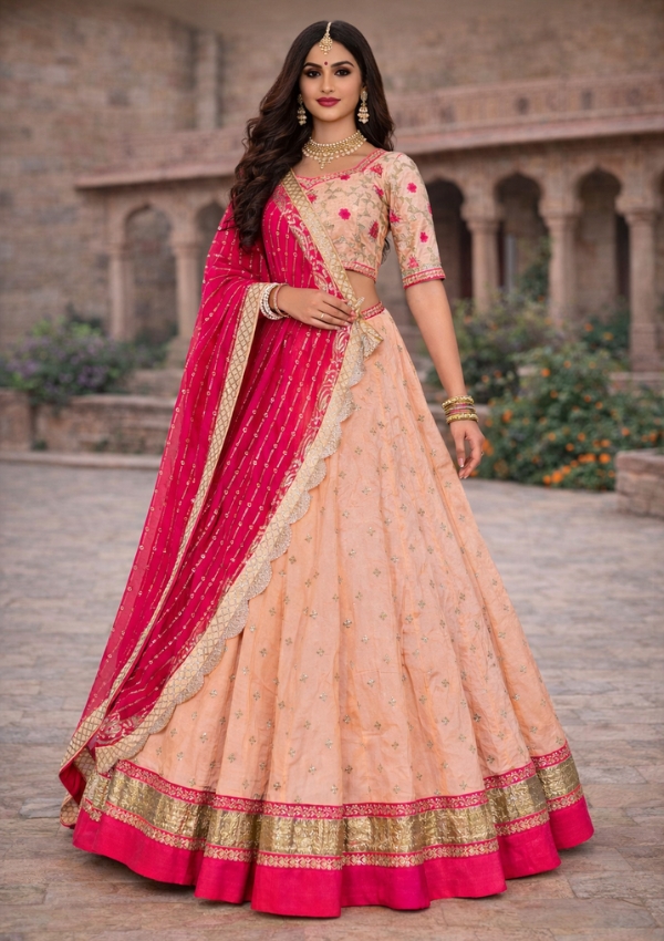 Peach Pink Navratri Chaniya